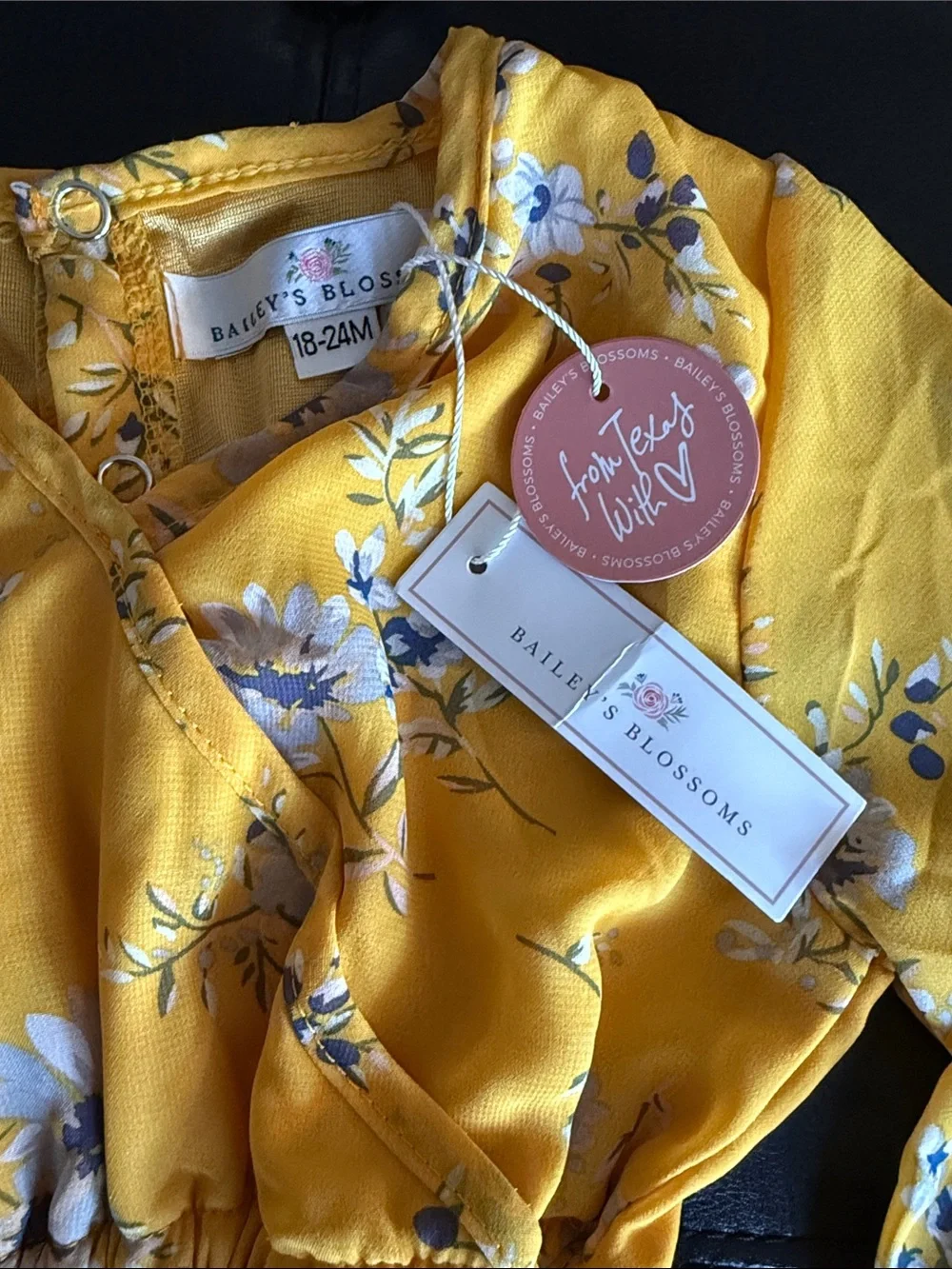 Girls Yellow Floral One-Piece Romper Dress